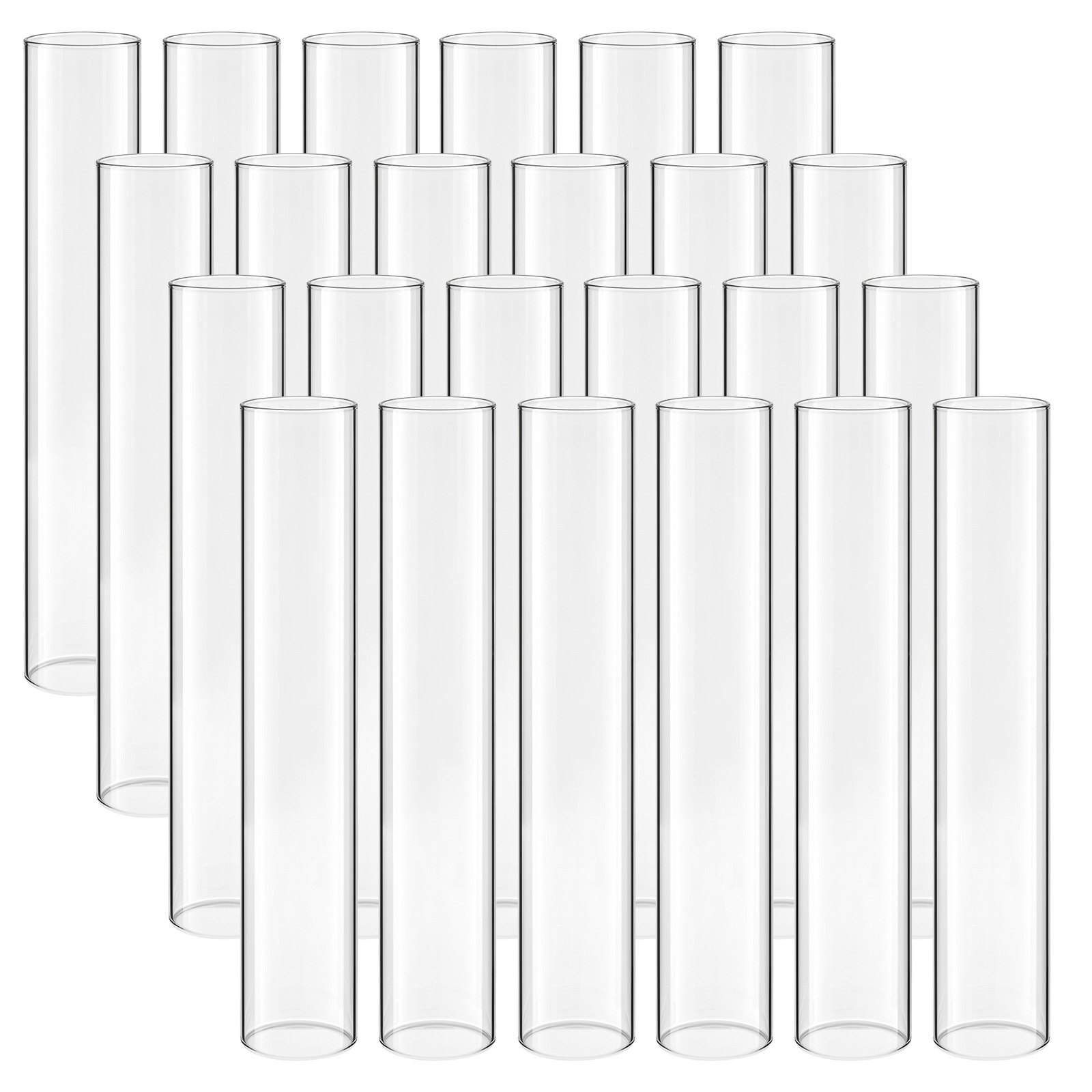 Orkaanklaasist silindrite komplekt, 24 tk, Φ 65 x 350 mm kõrged läbipaistvast klaasist küünlaümbrised, kõrgboorsilikaatklaasist hülsid sammasküünaldele, pulmalaua kaunistused, kodukaunistused, peod, tuulekaitse