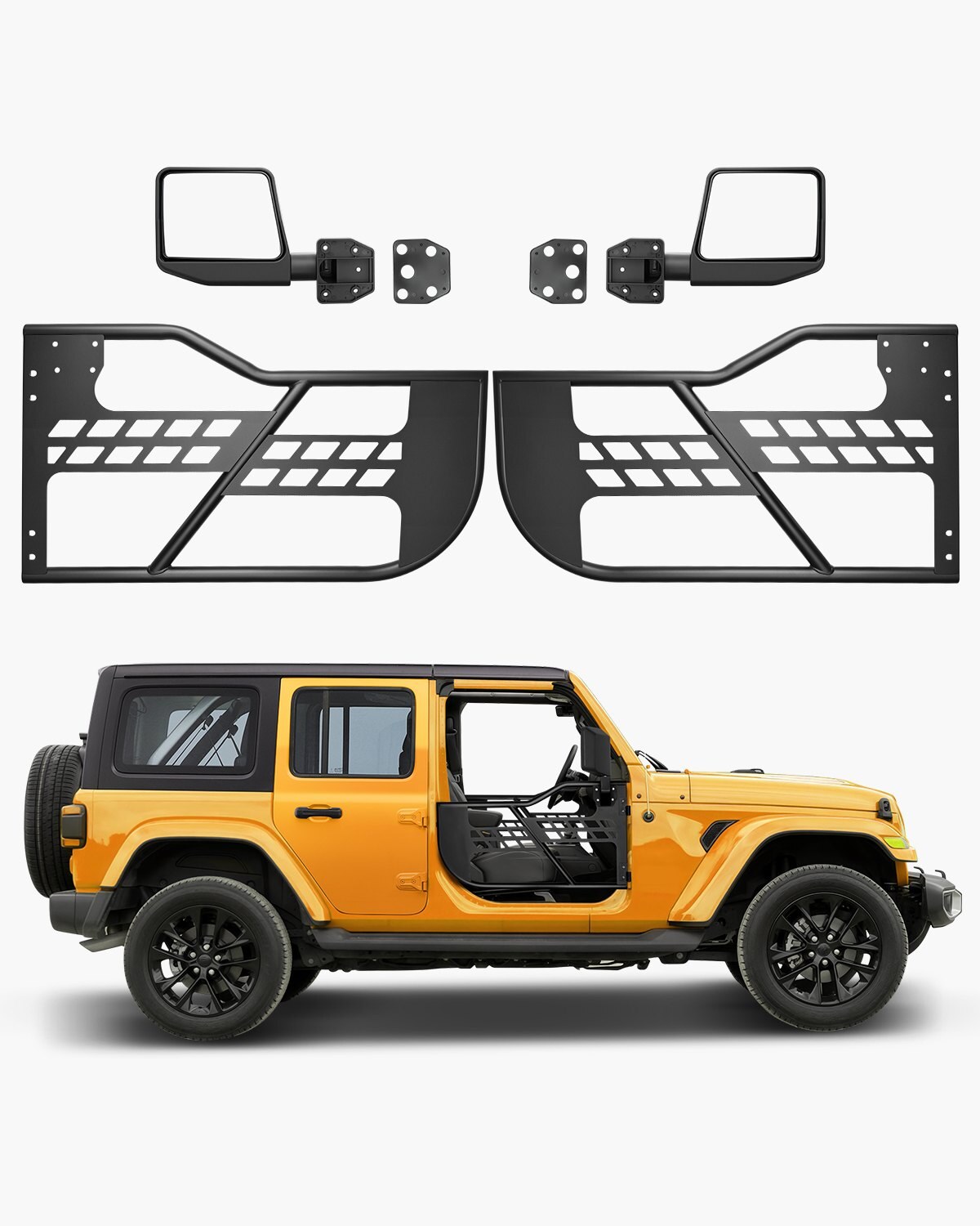 Jeepi toruuksed, 2-ukselised, tahavaatepeeglitega Jeepi uksed