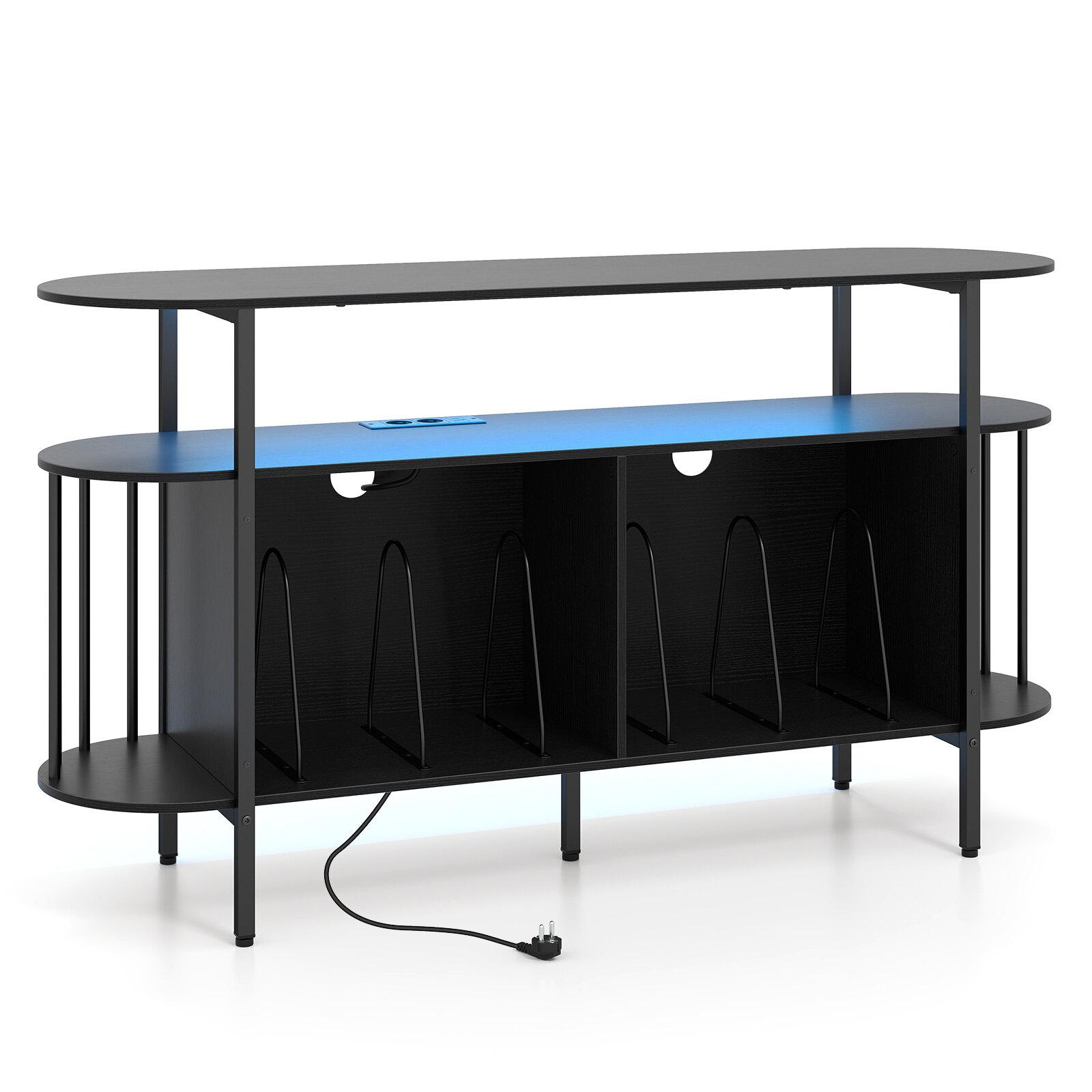Pöördlaua alus laadimisjaama ja värviliste LED-tuledega 140 x 40 x 76 cm must