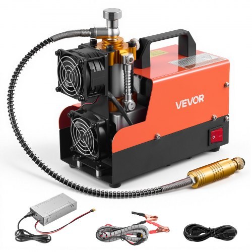 PCP õhukompressor 4500PSI PCP õhupüssi kompressor ja väline muundur, käsitsi peatamine 250W DC12V/AC230V kaasaskantavad paintballi paagikompressorid õhupüssile, sukeldumispudelile
