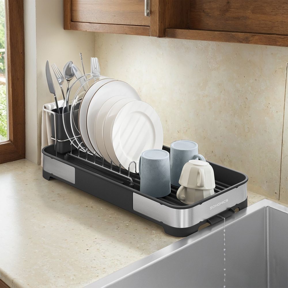 Nõudekuivatusrest, hõbedane-must 