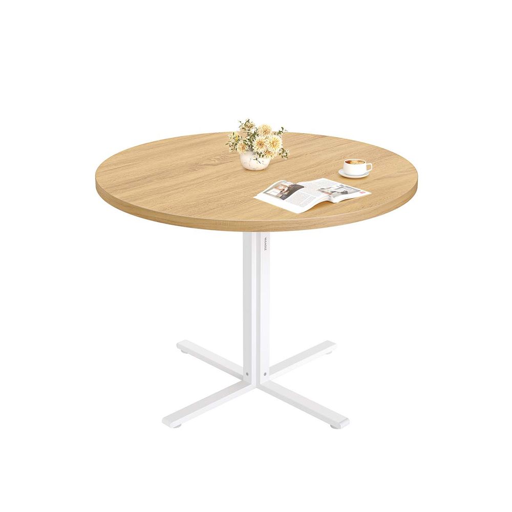 Ümmargune söögilaud, söögitoa laud, väike köögilaud 4 inimesele, maamaja stiilis, veekindel pind, 80 cm läbimõõt, 74,8 cm kõrgus, söögituppa, elutuppa, Lumivalgeke