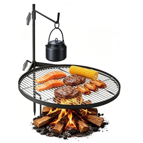 Vastupidav pöörlev lõkkegrill, 62 cm ümmargune kaasaskantav matkagrill