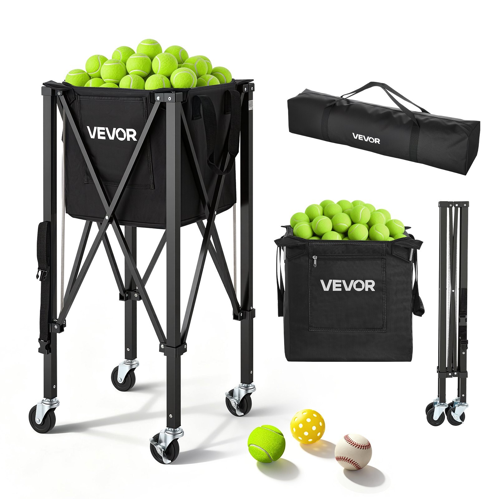 Tennisepalli punker, mahutab 150 tennisepalli, kerge alumiiniumsulamist