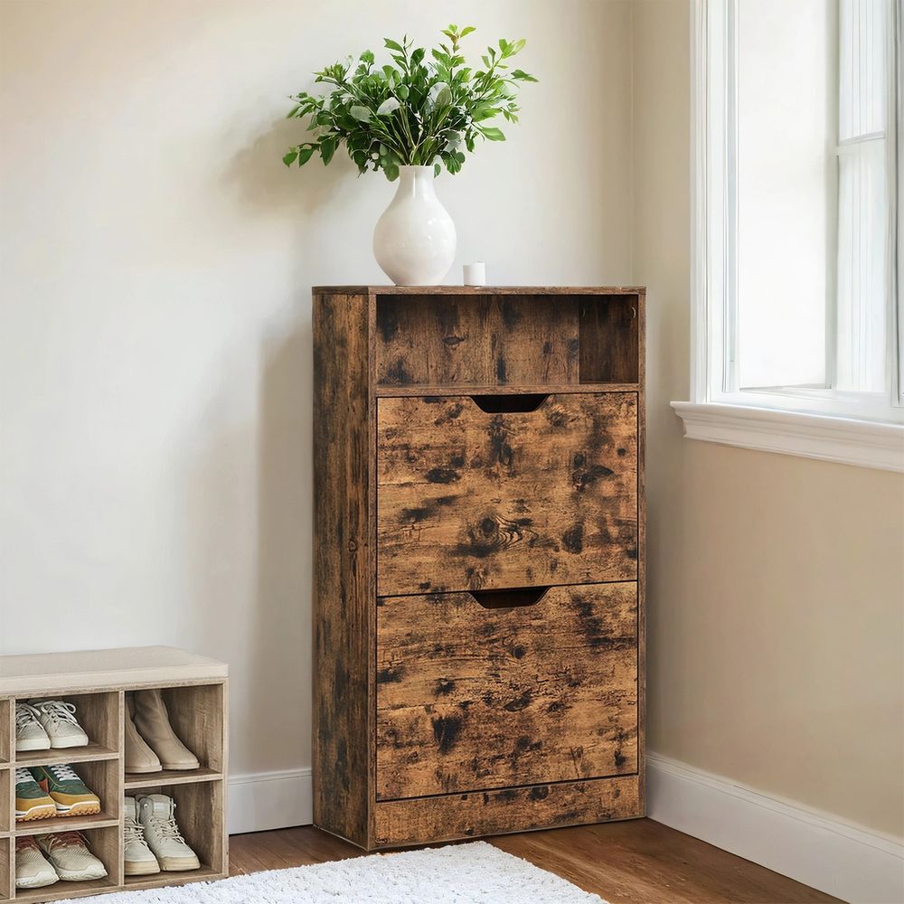 Kingakapp 2 klapiga, kingariiul lisataskuga, kingahoidla, kingaorganisaator, melamiinkate, 60 x 24 x 102 cm, vintagepruun LBC040X01