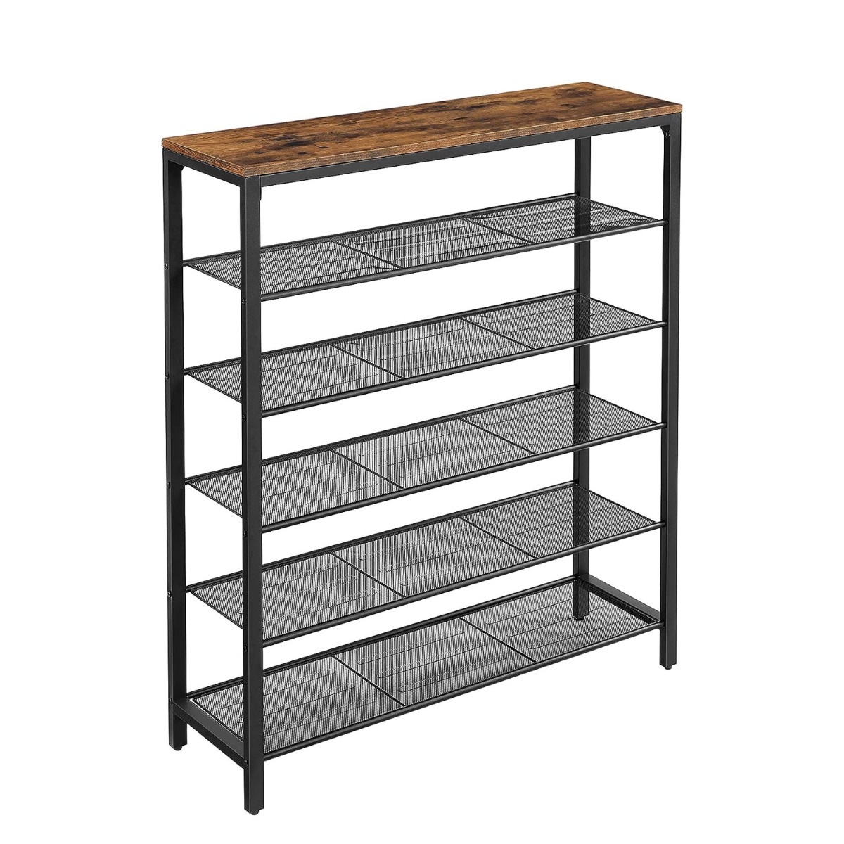 Jalanõuderiiul 5 riiuliga, vintage pruun/must