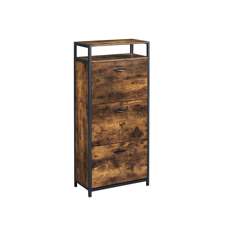 Jalanõudekapp 60 x 30 x 130cm vintage pruun/must