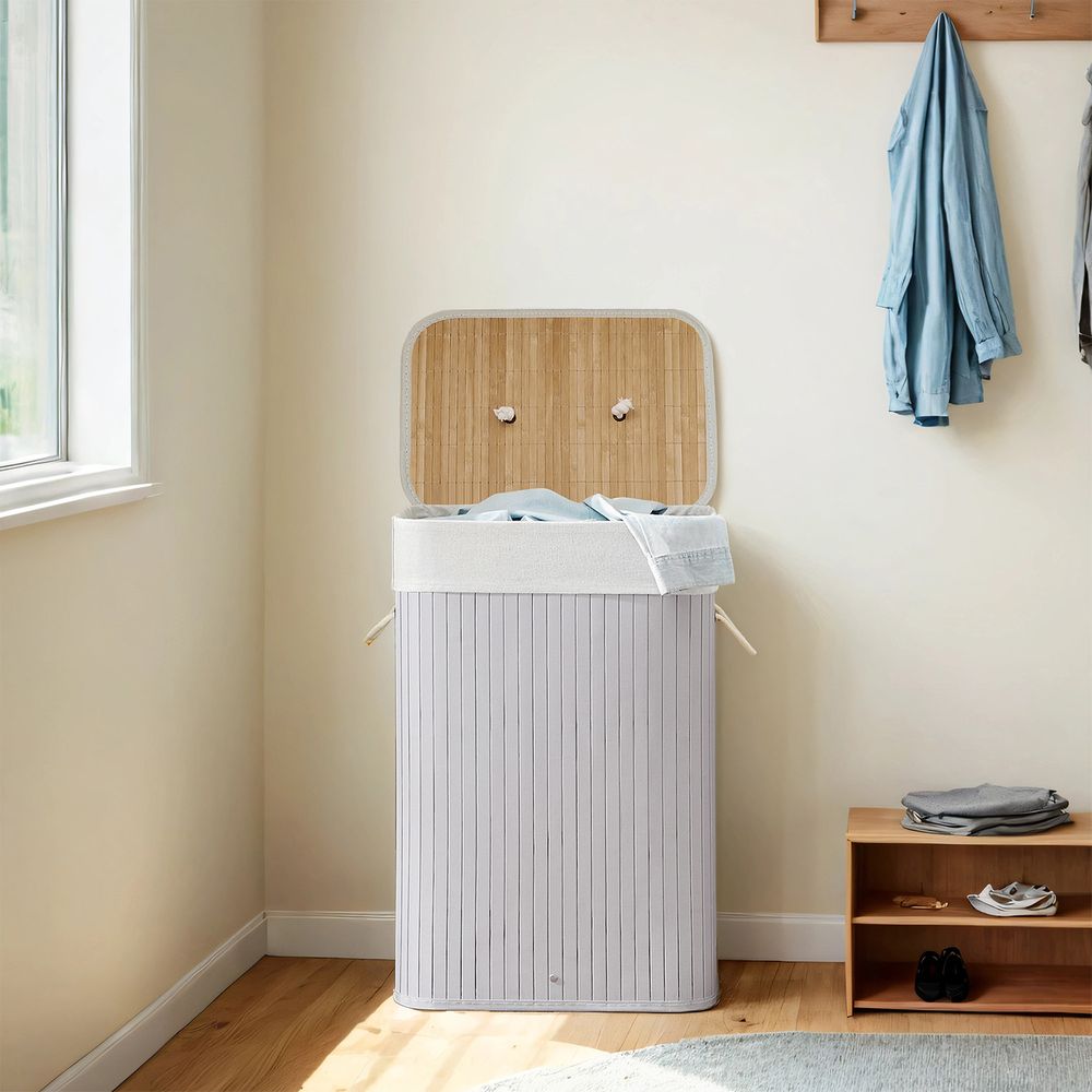 Pesukorv kaanega, 72 L, bambusest pesukoguja