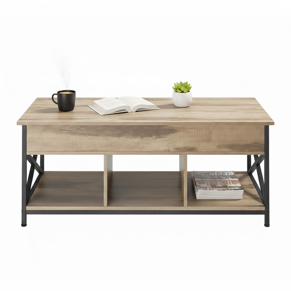 Kohvilaud, kõrgusega reguleeritava lauaplaadiga, avar elutoalaud, 60 x 100 x (48-62) cm, lumivalge-valge