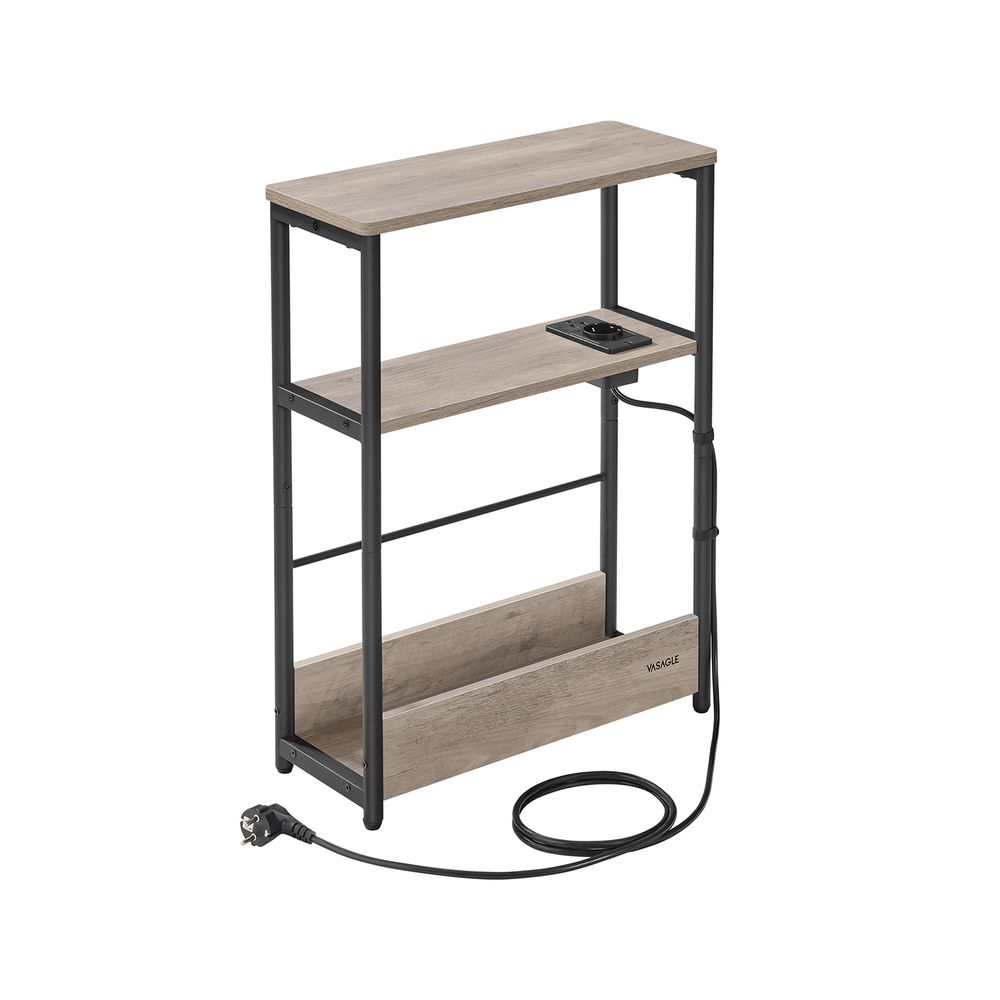 Abilaud kitsas, pistikupesadega ja 3 riiuliga, 18x45x58 cm greige