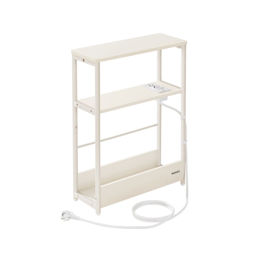 Abilaud kitsas, pistikupesadega ja 3 riiuliga, 18x45x58 cm beez