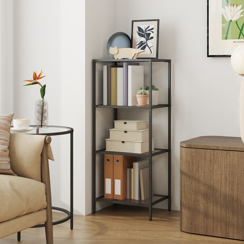 Vannitoariiul, köögiriiul, põrandariiul, esikuriiul, taimeriiul 4 karastatud klaasist riiuliga, lihtne paigaldus, elutuba, magamistuba, kontor, must LGT028B61