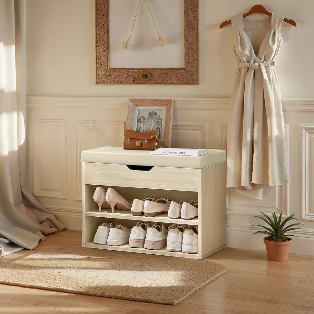 Kingapink, istmepink, kingariiul polsterdatud padjaga, kingakorraldaja 3 tasemega, 30 x 60 x 44 cm, esikusse, elutuppa ja magamistuppa