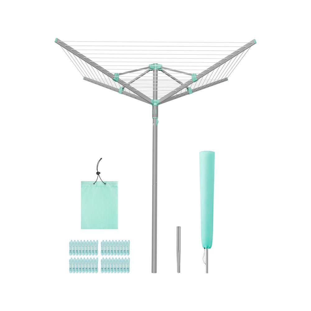 Pöörlev välipesukuivatusrest Umbrella (50 m) – Komplektis kate ja maapinna ankur