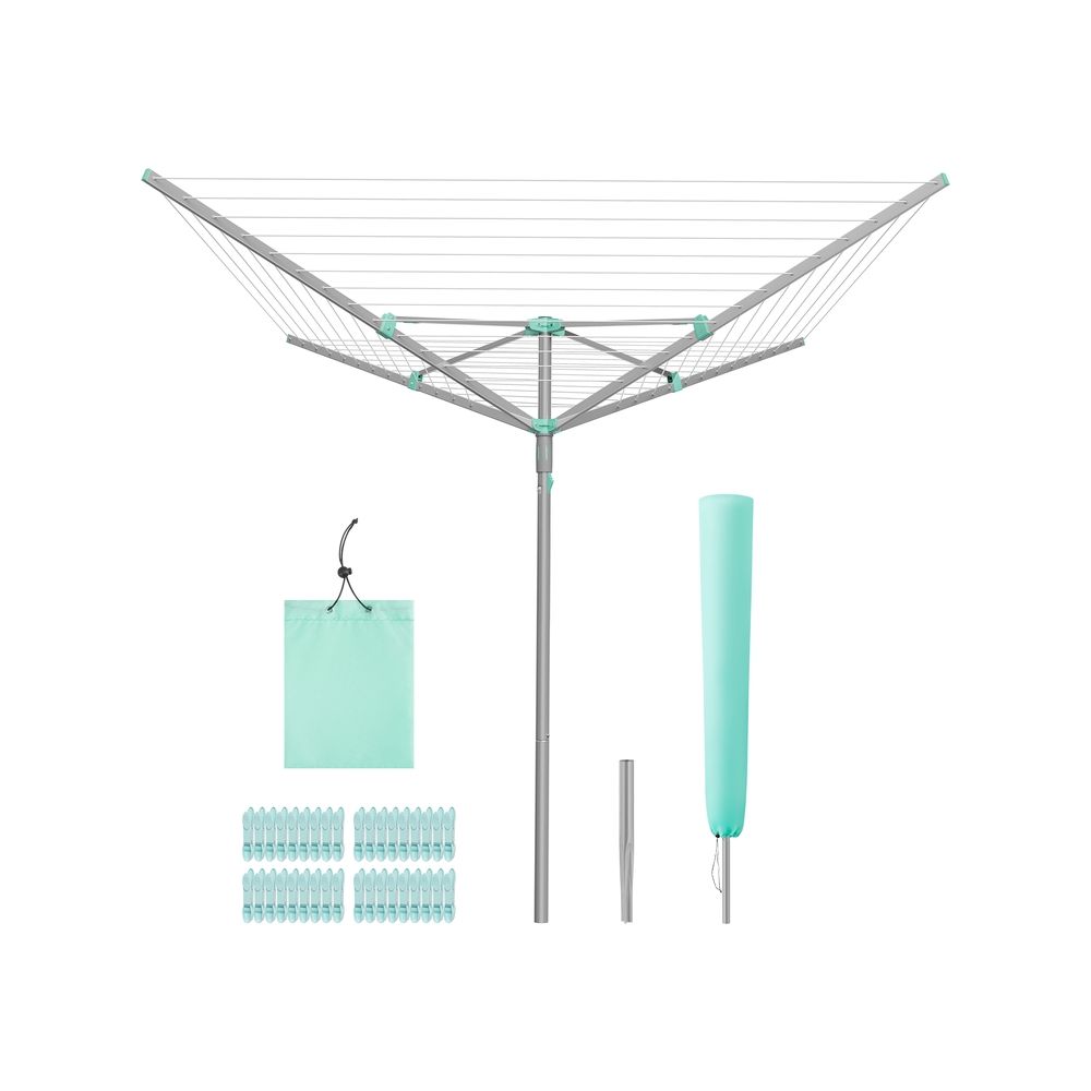 Pöörlev välipesukuivatusrest Umbrella (60 m) – komplektis kate ja maapinna ankur