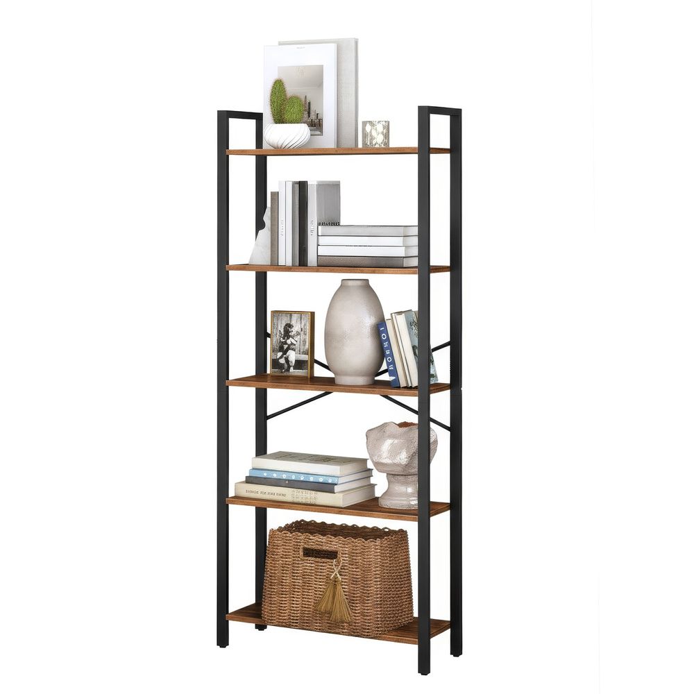 Raamaturiiul, 5-astmeline, eraldiseisev, 30 x 66 x 153 cm, vintage pruun