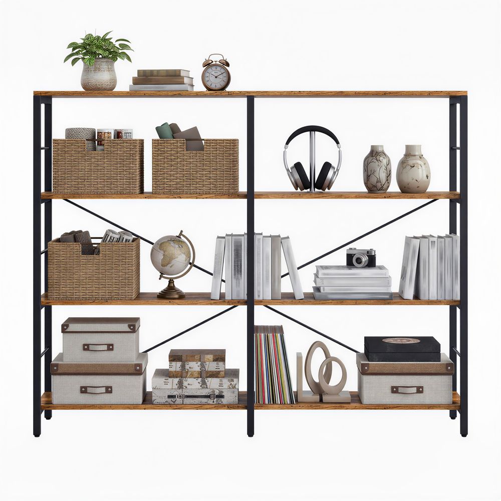 4-tasandiline raamaturiiul, 120 x 30 x 109,4 cm, vintage pruun