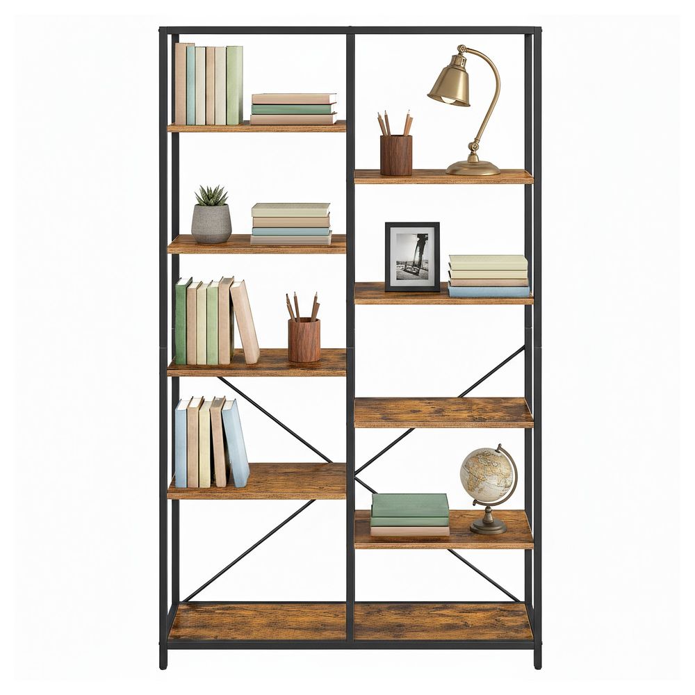 5-astmeline raamaturiiul, hoiuriiul, 30 x 100 x 170 cm, vintage pruun