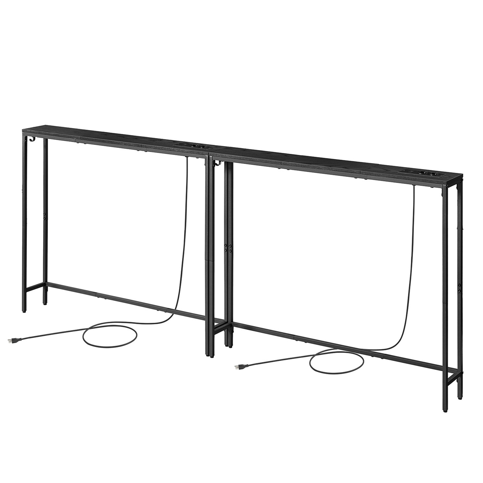 Kitsas konsoollaud pistikupesaga, 200 x 15 x 80 cm, antratsiithall