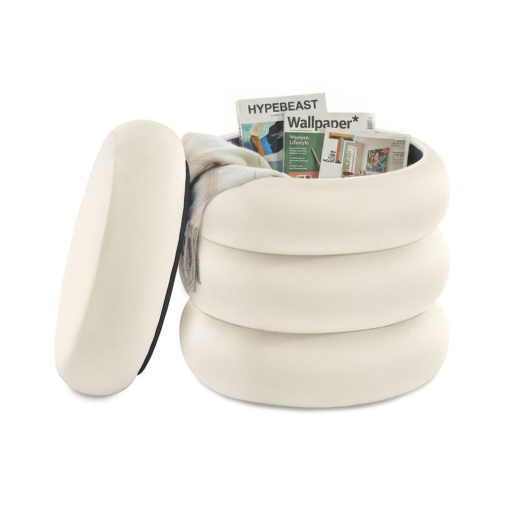 Meigitool, panipaigaga tool, ümmargune polsterdatud tool, jalatugi, eemaldatava kaanega, sobib elutuppa, magamistuppa ja esikusse, lihtne kokkupanek, 43 x 47 cm, samet, valge