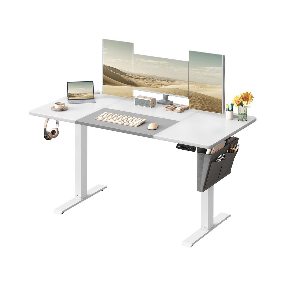 Elektriliselt reguleeritava kõrgusega kirjutuslaud 60 x 140 x (72-120) cm valge tuvihall