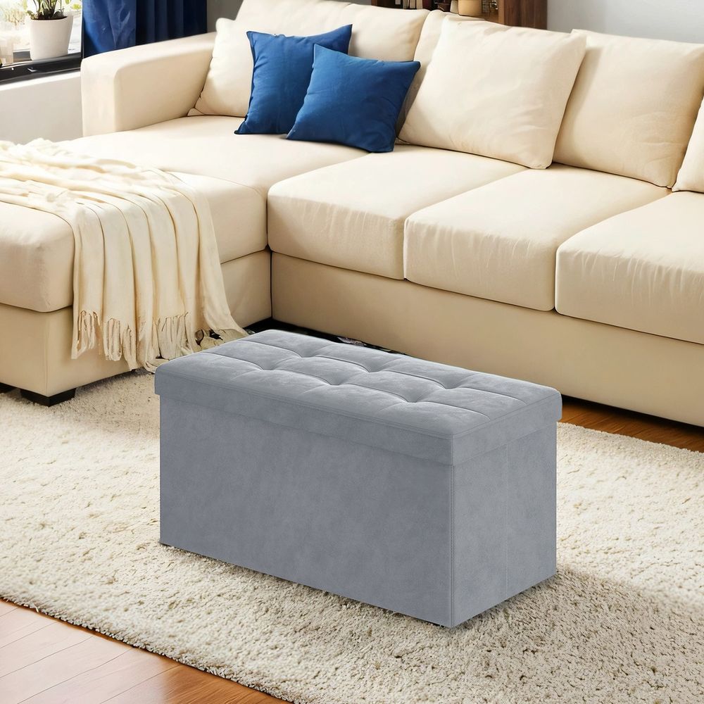 Sametist hoiuruumiga pink, 38 x 76 x 38 cm, kokkupandav istumiskast