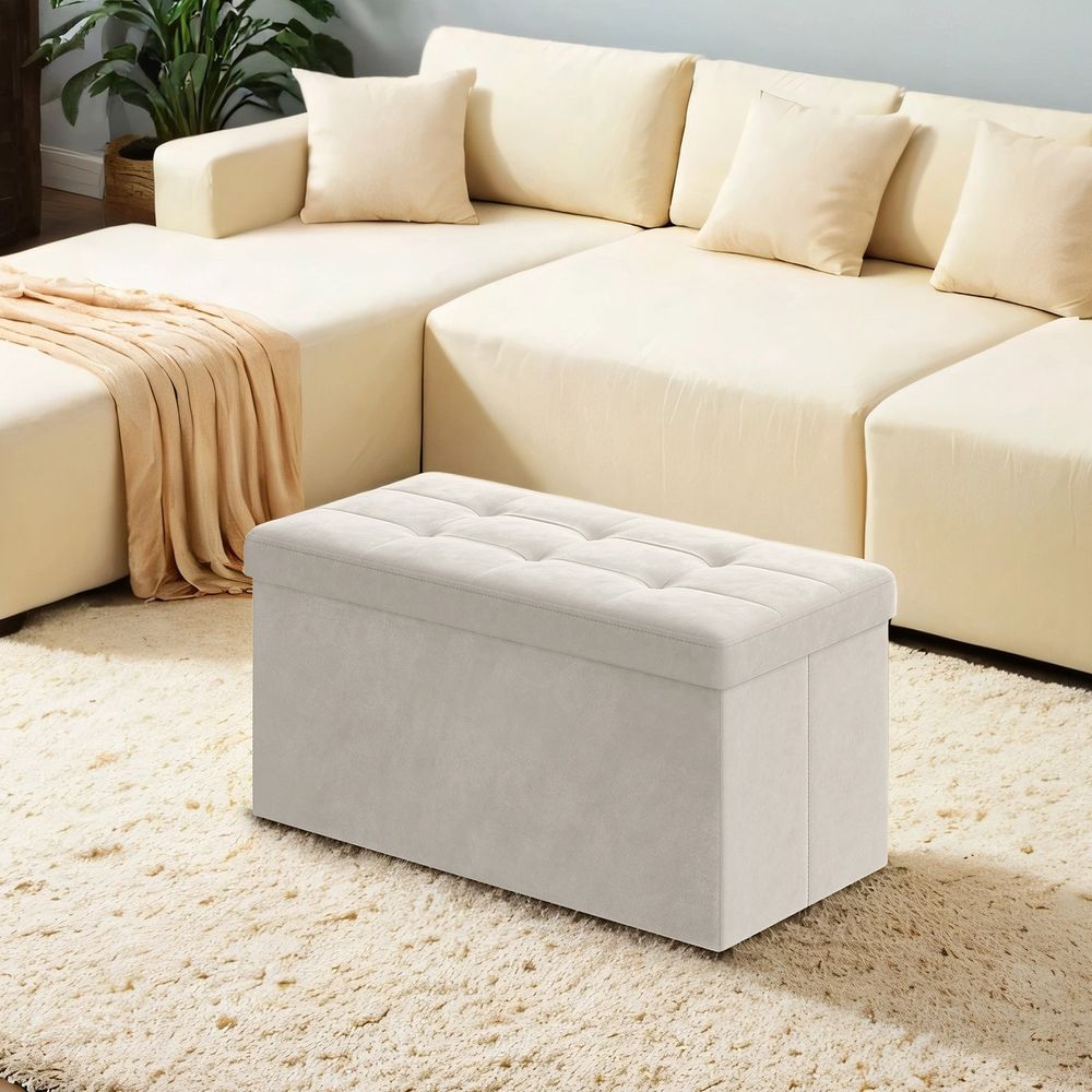 Sametist hoiuruumiga pink, 38 x 76 x 38 cm, kokkupandav istumiskast