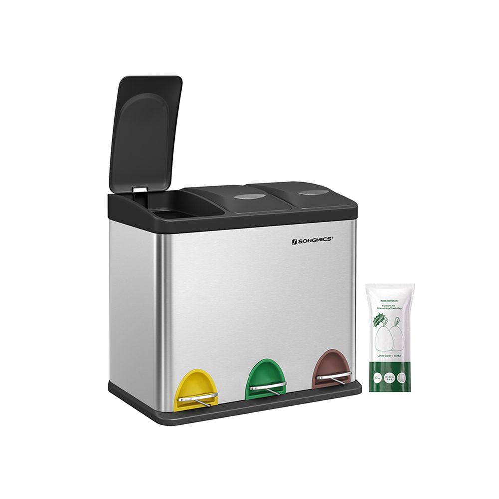 Prügikast 46,5x29,5x40,5cm (3x8 L) hõbedane