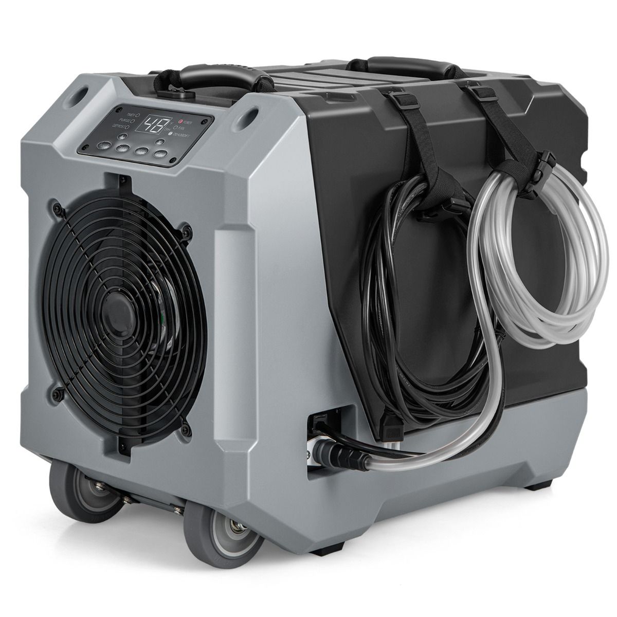 85 lpäev tööstuslik õhukuivati koos pumba ja äravooluvooliku ning 24-tunnise taimeriga ehituskuivati must