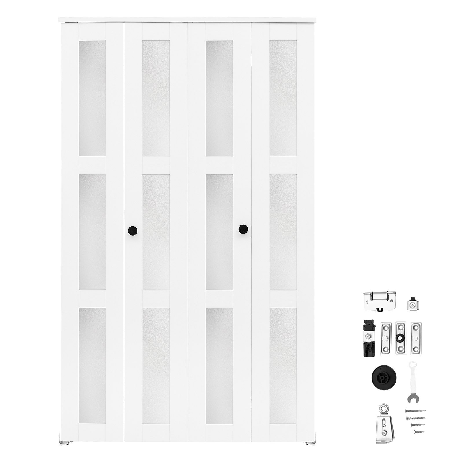 Moodne ruumisäästlik 4 paneeliga kapi voldikuks, 1219 mm (4 × 305 mm) × 2032 mm, 3 mattklaasivälja, tugev komposiitraam ja metallkinnitused, magamistuppa
