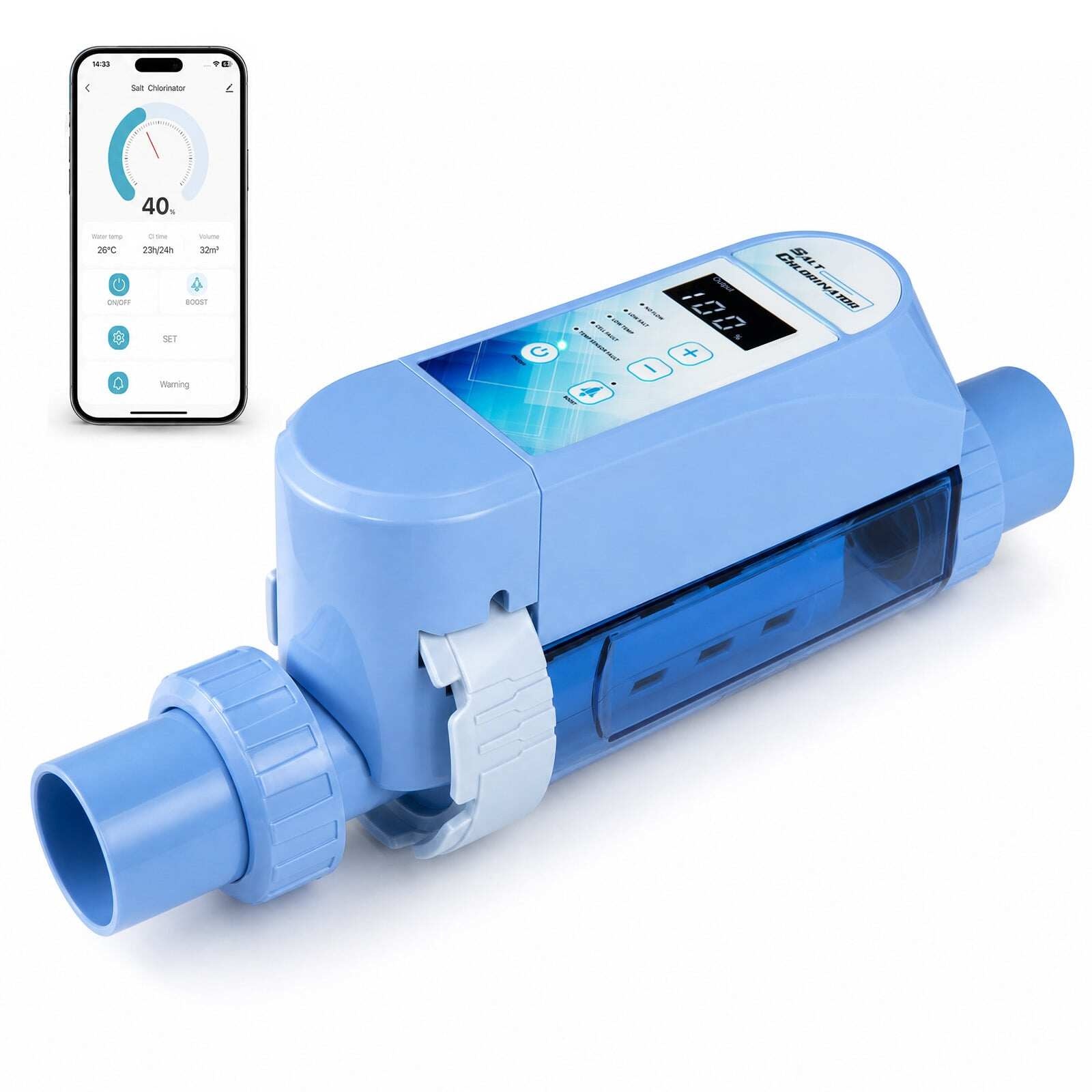 Automaatne soolast kloori tootmise seade kuni 18 m³ basseinile, soolaveebasseinidele