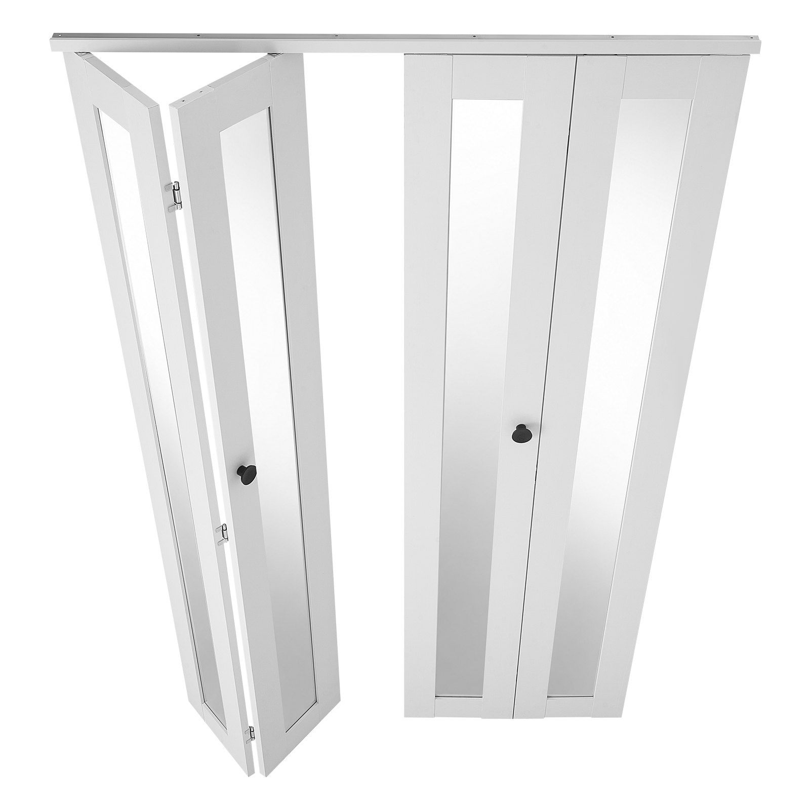 Moodne ruumisäästlik 4 paneeliga täispikkade peeglitega kapi voldikuks, 1219 mm (4 × 305 mm) × 2032 mm, tugev komposiitraam ja metallkinnitused, magamistuppa