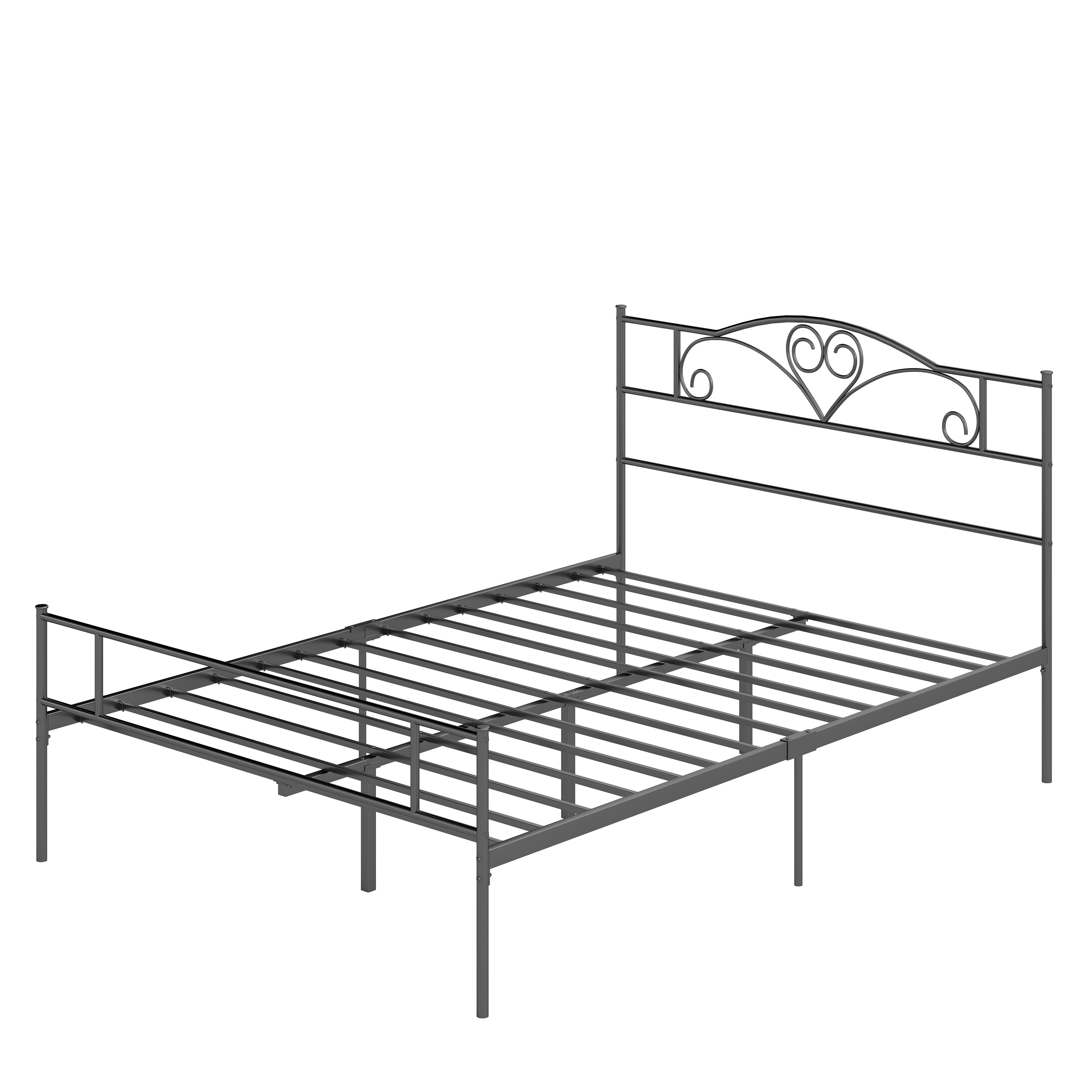 Metallist voodiraam peatsiga, kandevõime 300 kg, 145 × 211 × 106 cm, must