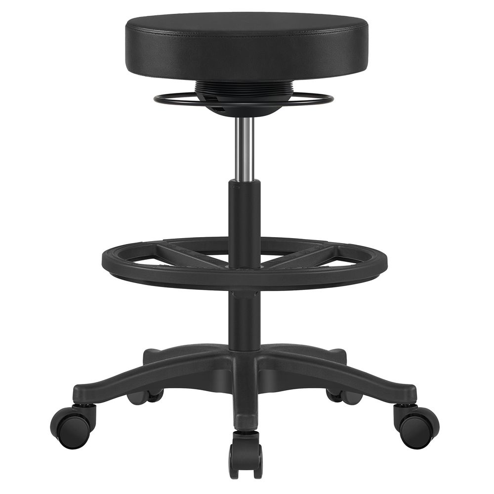 Kontoritool, ergonoomiline töötool, istmetool, 360° pöörlev tool, reguleeritava kõrgusega, 59,5–81 cm, reguleeritav jalatugi, must