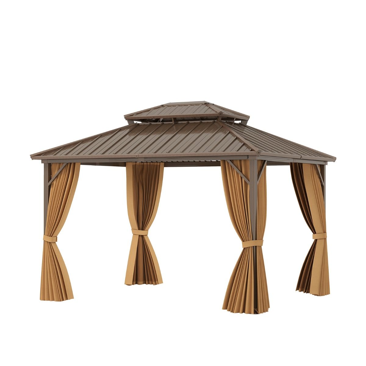 354 x 294 cm suur telkpaviljon võrguga kardinaga vastupidava tsingitud metallist topeltkatusega