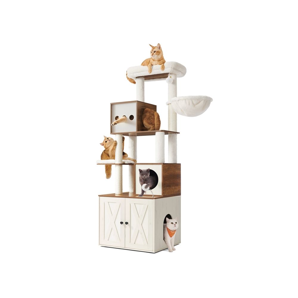 Kassipuu liivakasti kapiga, 178 cm kõrge, meepruun-vintage valge