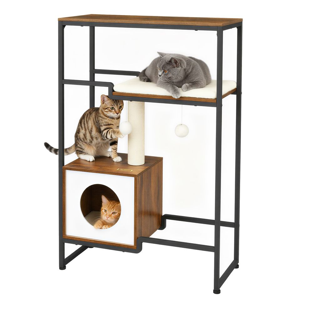 Kassipuu, 2-ühes mööbel, vintage-pruun