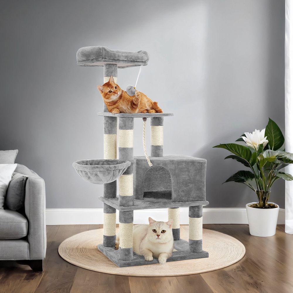 Kassipuu, mitmetasandiline kassipuu koopaga, rippkiik ja 4 kraapimisposti, beež