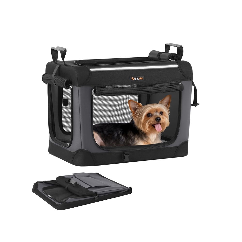 Kokkupandav koera transpordikott väikestele koertele, must