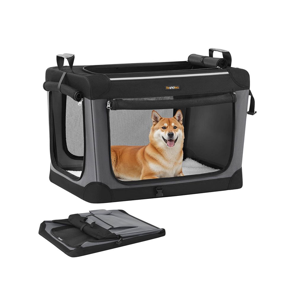 Kokkupandav transpordikott, 60 cm transpordikott väikestele koertele, Oxford-kangas, 4 võrgust uksed, käepidemed, taskud toidu ja veepudeli jaoks, tindimust