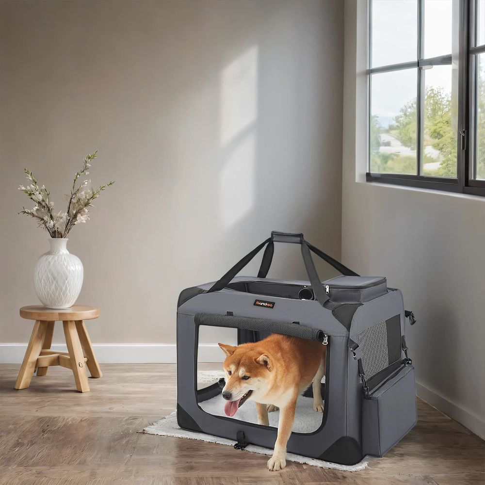 Koerte transpordikott, kokkupandav,  Oxford-kangast, L, 70 x 52 x 52 cm, tumesinine