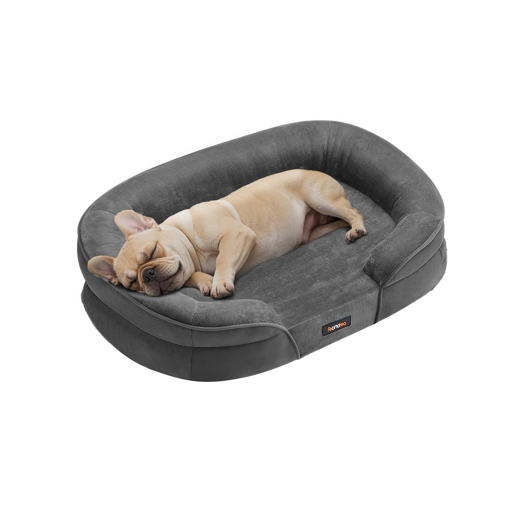 Feandrea koeravoodi, koerapadi, suurtele koertele, 91 x 68 x 18 cm, ortopeediline, veekindel sisekiht, kõrgendatud servad, eemaldatav, pestav kate, libisemiskindel, helehall