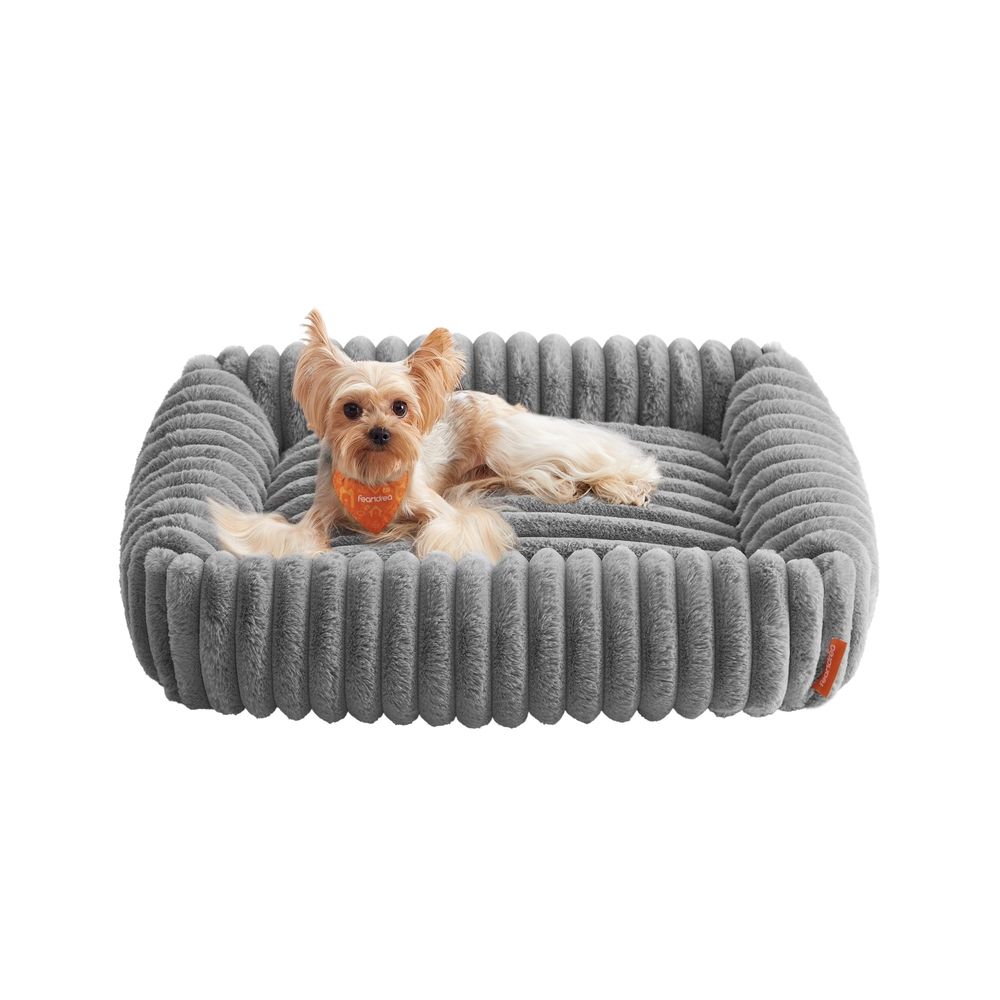 Koeravoodi, keskmise suurusega ortopeediline koerakorv, pestav koerapadi, kohev koeramatt, pehme polsterdusega, 71 x 55 x 18 cm, tuvihall