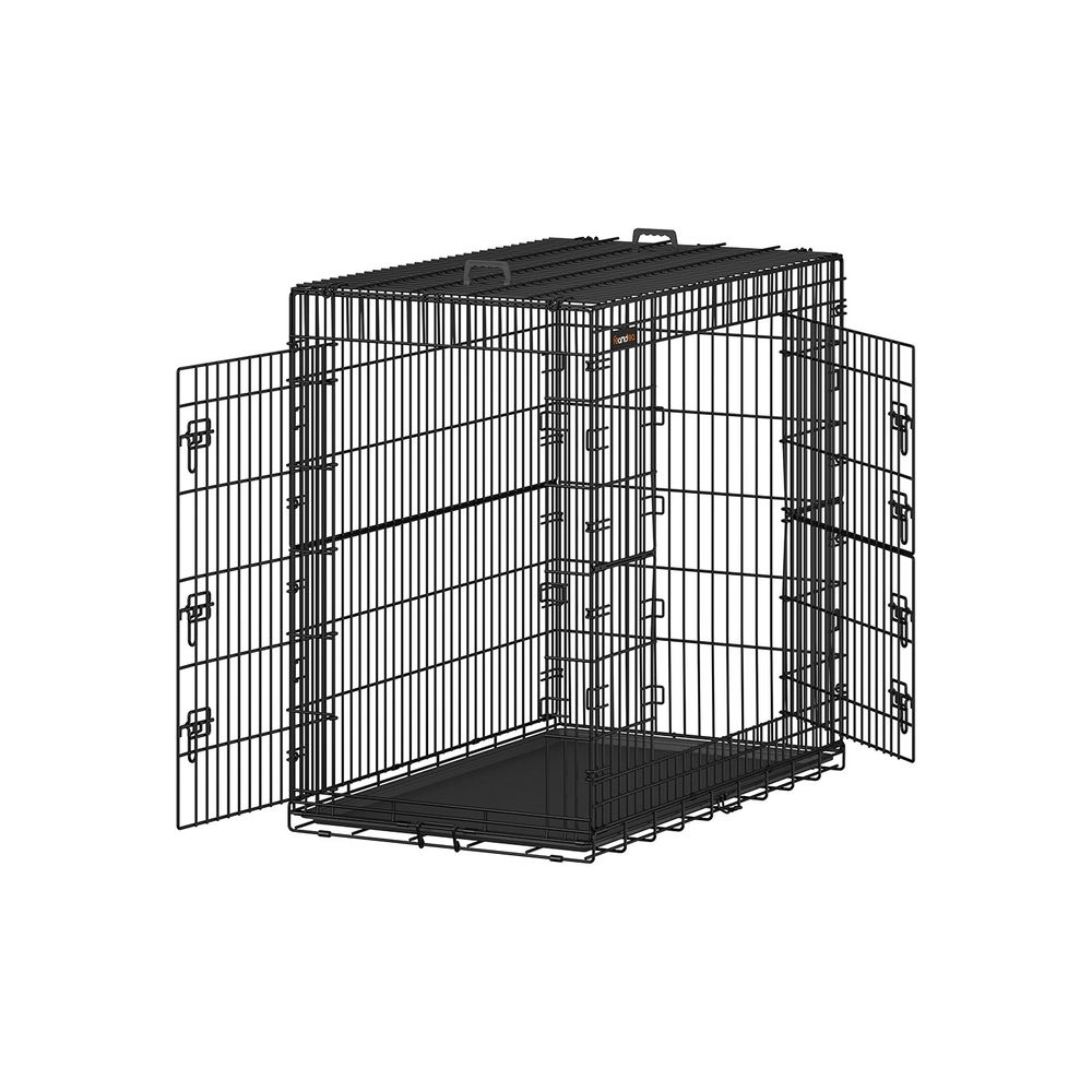 Kokkupandav koerapuur kahe uksega, pikendatava plastalusega, 61 x 43,5 x 50,5 cm, suurus S, must