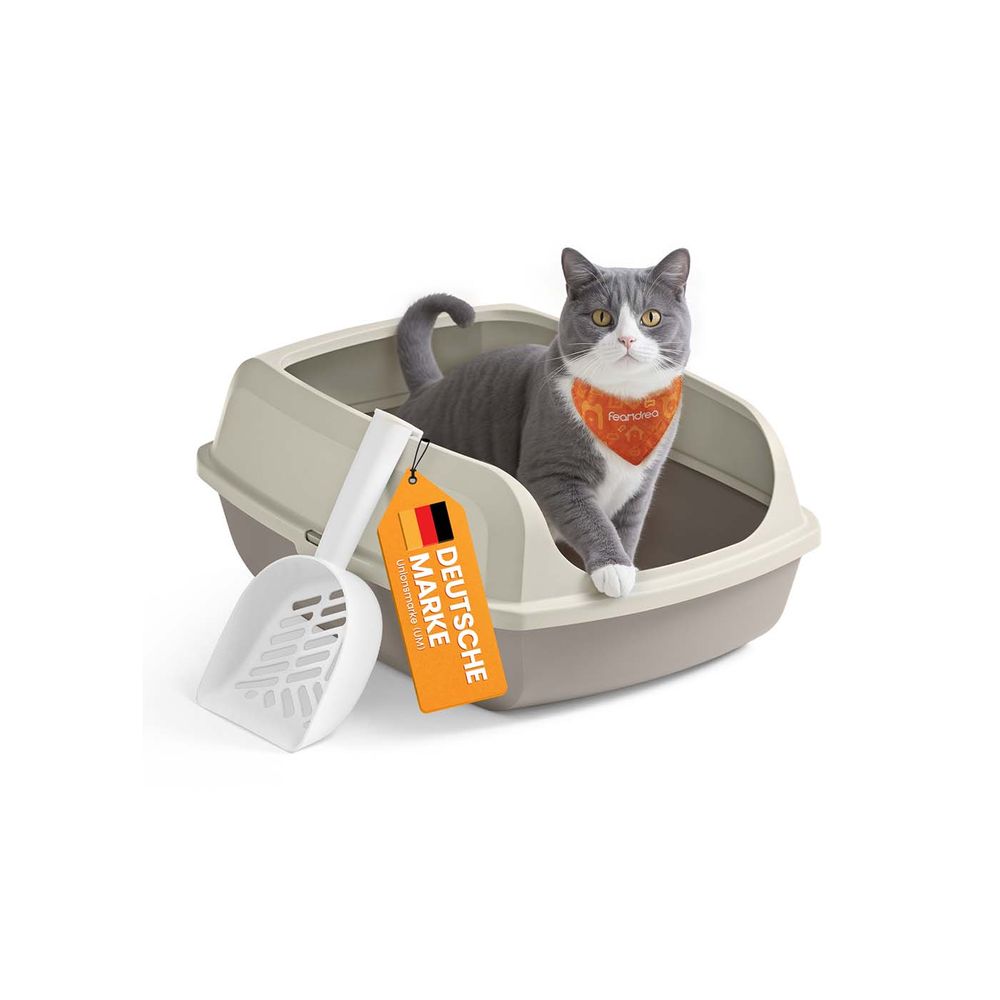 Feandrea avatud kassiliivakast XL kõrgete külgede ja kühvliga, cappuccino beež