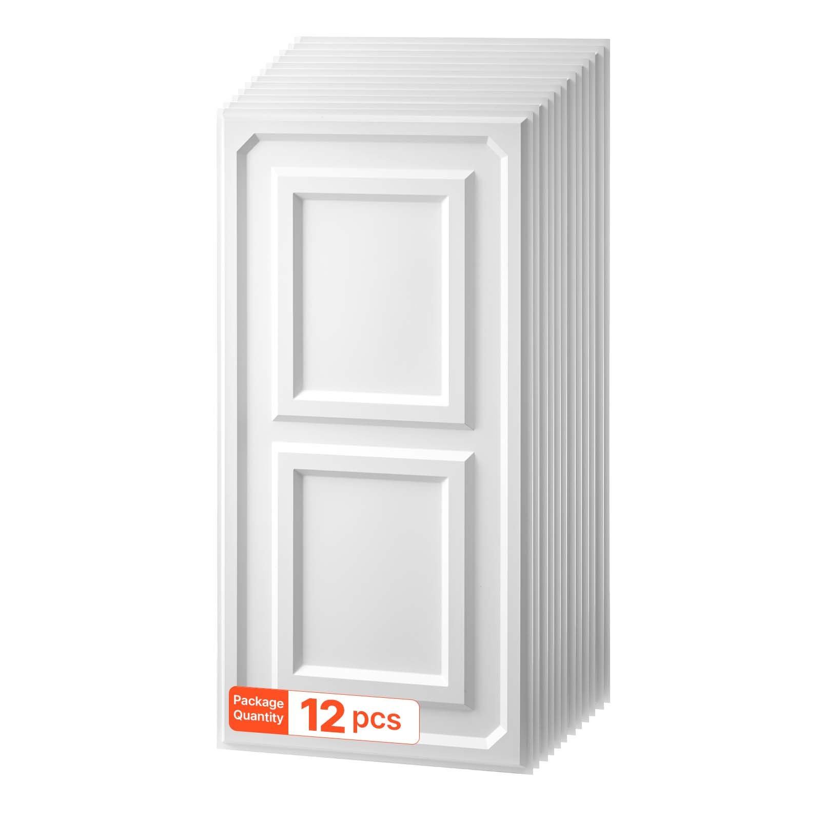 605 x 1215 mm PVC laeplaadid, 12 tk pakis, valged 3D-tekstureeritud aktsentpaneelid