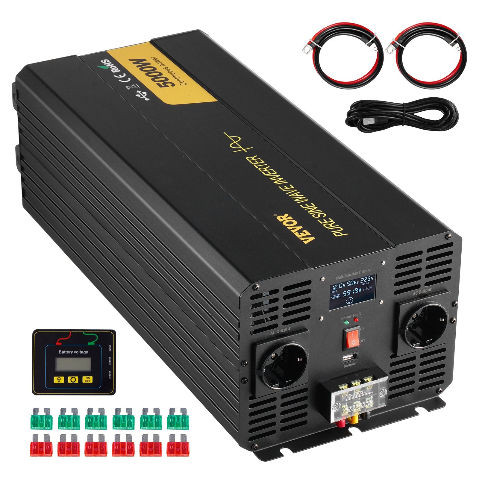 Puhta siinuslaine inverter, 5000 vatti, toitemuundur, toitemuundur auto haagissuvilatele