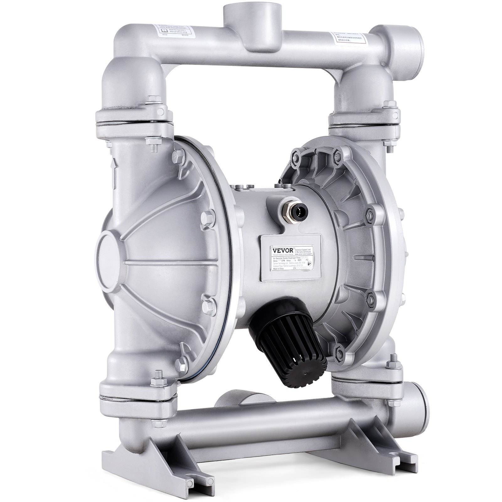 Suruõhuga töötav alumiiniumsulamist topeltmembraanpump, 44 GPM, kuni 115 PSI, 3,8 cm sisse- ja väljalase, 2 lisamembraani, diisli, määrde, õli ja vanaõli ümberpumpamiseks