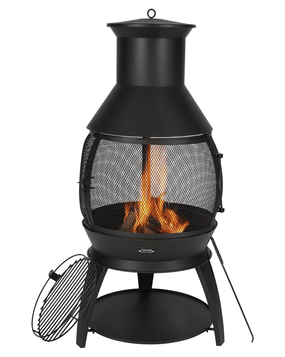 Chiminea, 55,9 cm õues kasutatav puuküttega lõkkease, puidust lõkkease grillvõrguga