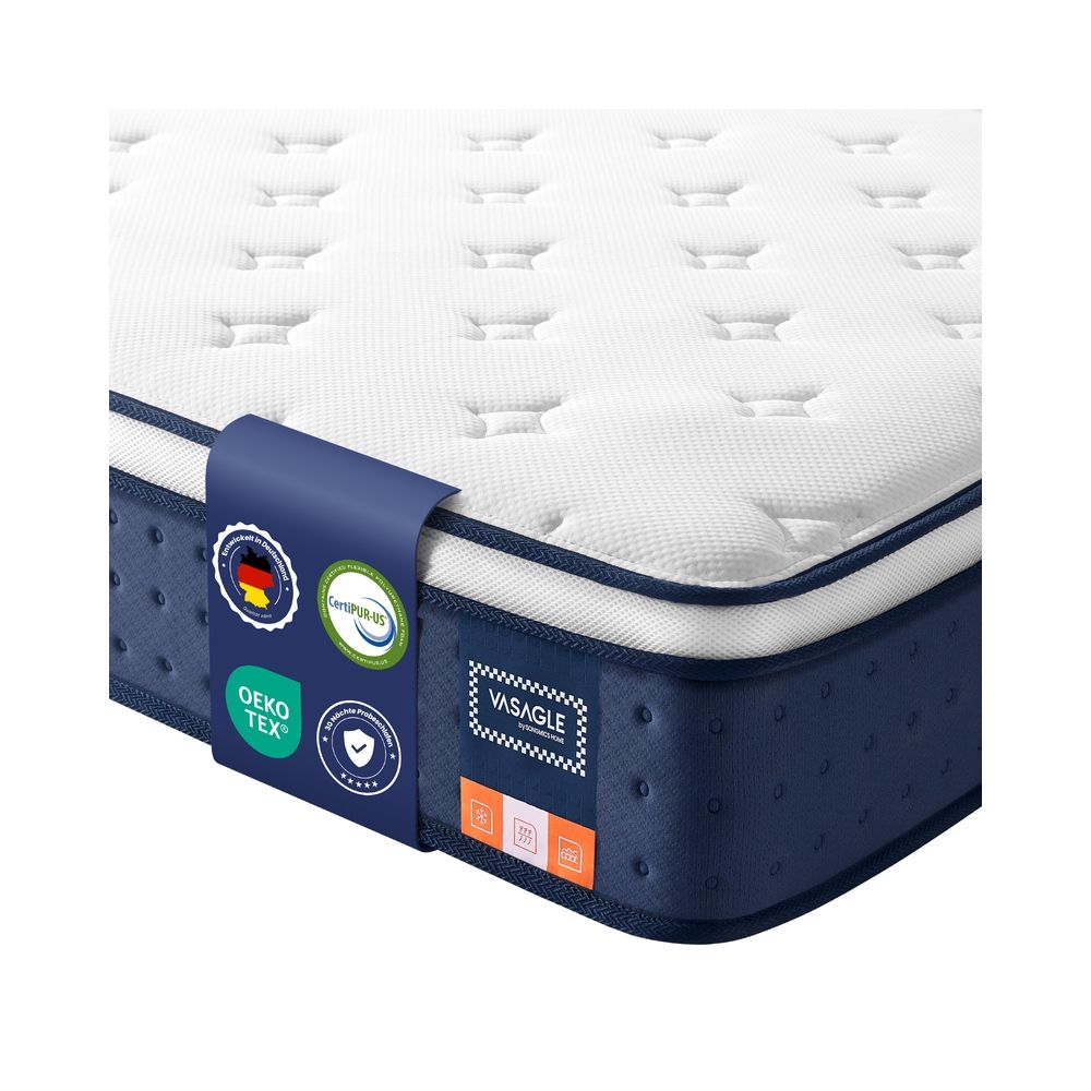 Madrats, 140 x 200 x 20 cm, pocket-vedrumadrats geel-mäluvahuga, keskmise jäikusega, H3, 7-tsooniline tugi, liikumisisolatsioon, hingav kate, sinine